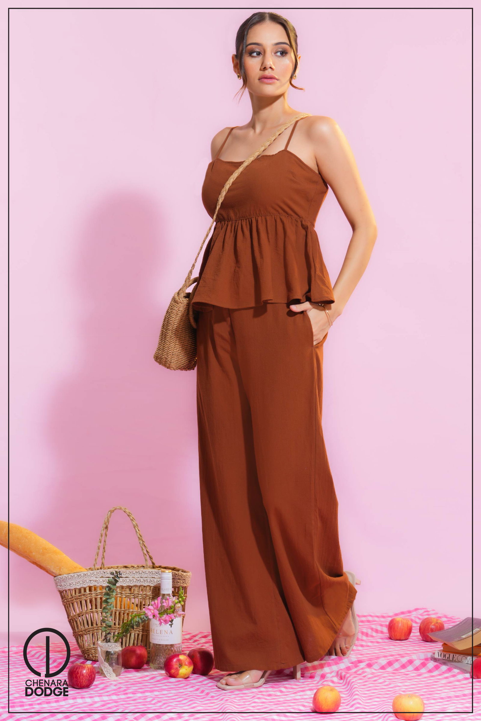 Aleyna Two Piece Set-White/Cocoa